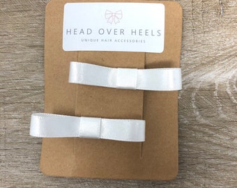 Juego de pinzas para el cabello con lazo blanco para dama de honor y niña de las flores, lazo pequeño