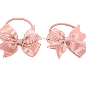Dusky Pink Bow Hair Tie School Hair Accessory Hair Accessory Hair Bobble Back To School Uniform Hair Elastic (set of 2)