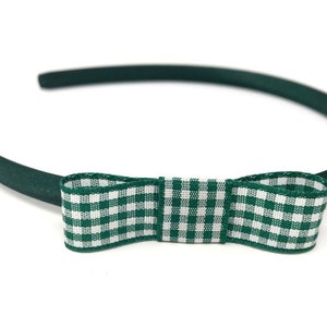 Green Gingham Bow Headband Hairband Alice band