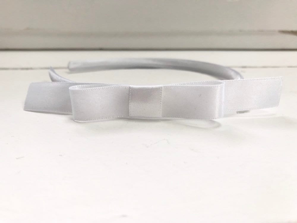 White Satin Bow Flower Girl or Bridesmaid Hairband - Etsy display picture 1