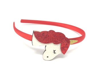 Red Unicorn Headband Red Sparkly Glitter Unicorn