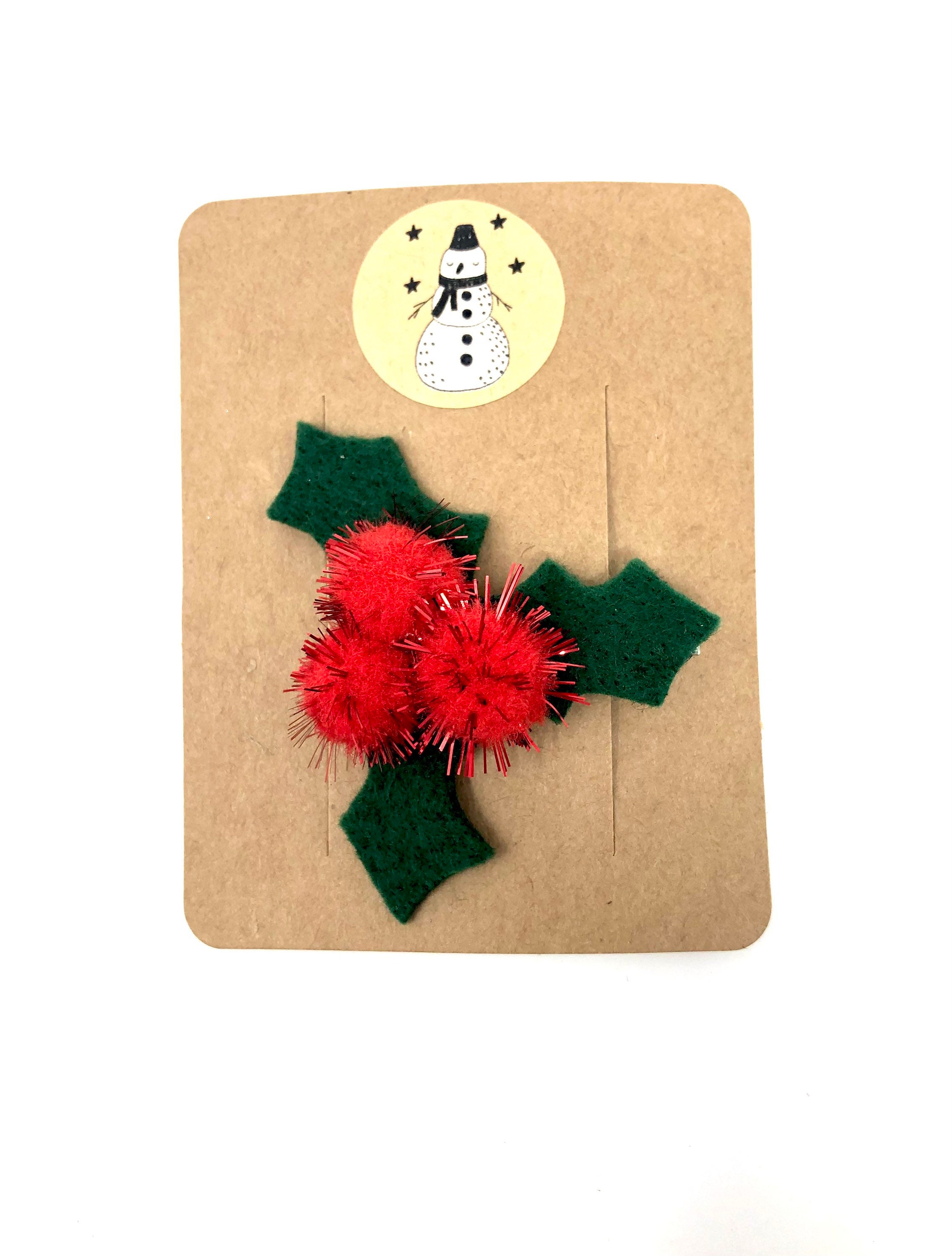 Cerchietto Natalizio Con Agrifoglio E Bacche Rosse In Feltro | Fascia Per Capelli A Tema Natale Per Bambine E Ragazze | Accessorio Fai Da Te Per Feste E Foto | Clip Regalo Originale