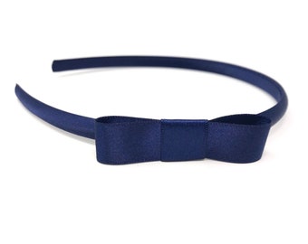 Navy Blue Bow Headband Navy Satin Bow Hairband