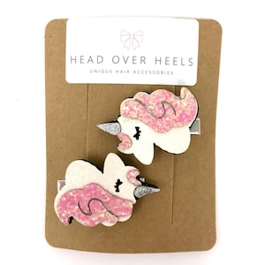Unicorn Hair Clip Set Sparkly Pink