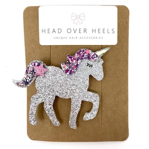 Unicorn Hair Clip Sparkly Silver