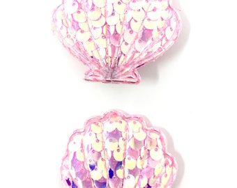 Pink Sequin Shell Mermaid Hair Clips Hair Accessory (set of 2)