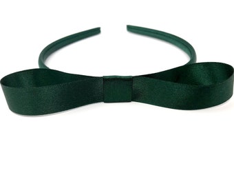 Forest Green Satin Bow Matilda Style Hairband