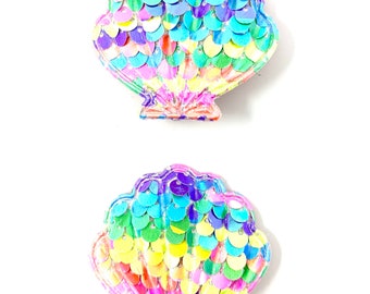 Rainbow Shell Sequin Mermaid Hair Clips Hair Accessory (set of 2)