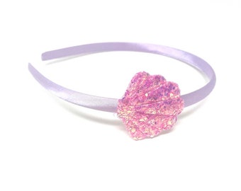 Lilac Shell Headband hairband with Lilac Sparkly Shell Mermaid Aliceband