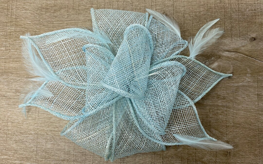 Pastel robin egg blue white with white ostrich Feather Fascinator Hair Clip Blue Feather Hair Clip | White Ostrich Great Gatsby  main image 4