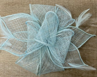 Duck Egg Blue Feather Fascinator Hair Clip