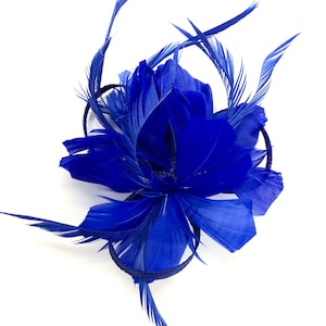 Fermaglio per capelli con piume blu reale per le signore, per le gare di nozze