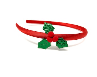 Holly Sprig Headband Red and Green Holly Christmas Hairband