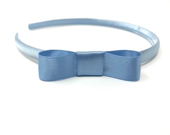 Diadema azul claro con lazo – Diadema de princesa de satén, diadema Alice con lazo, accesorio para disfraz del Día Mundial del Libro, accesorio para el cabello de disfraz