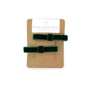 Grampo de cabelo de veludo verde floresta, conjunto de 2 acessórios de cabelo de veludo, uniforme de volta às aulas