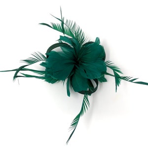 Emerald Green Feather Fascinator Hair Clip