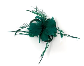 Pince à cheveux Fascinator plume vert émeraude