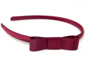 Burgundy Bow Headband Aliceband Hairband School Uniform Accessory