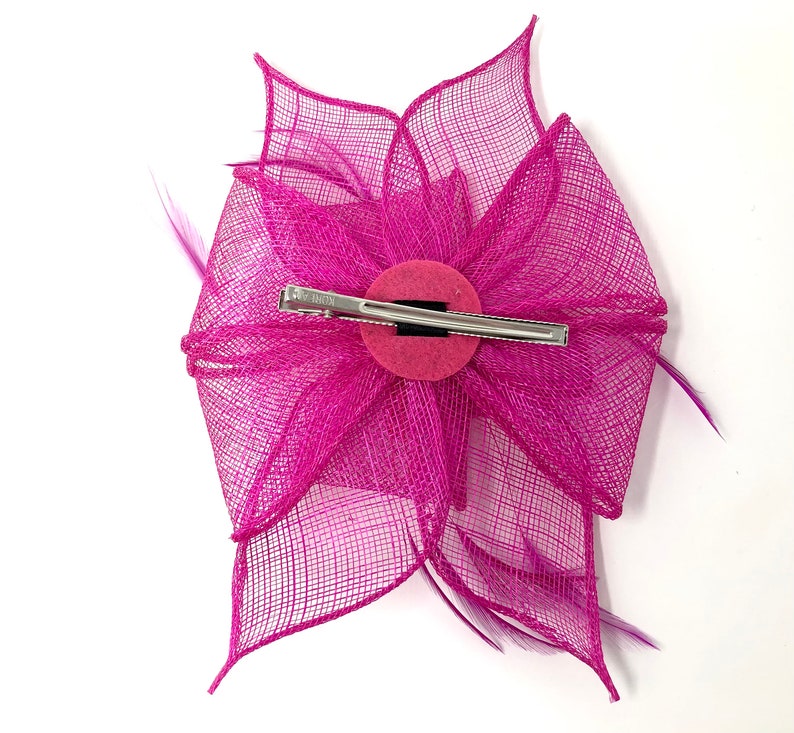 Fuchsia Pink Feather Fascinator Hair Clip Ladies Day Races Wedding image 2