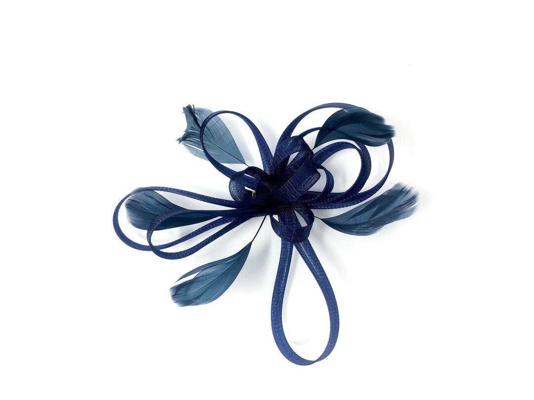 Navy Blue Feather Fascinator Etsy