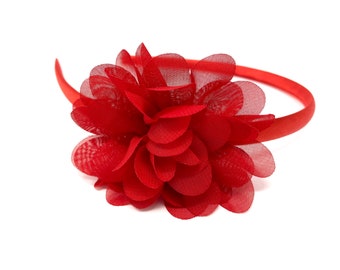 Accessoire de cheveux bandeau fleur rouge