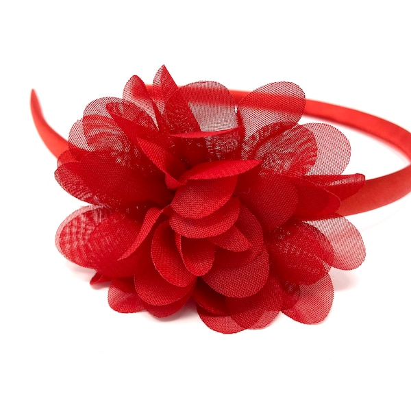 Accessorio per capelli con fascia fiore rosso