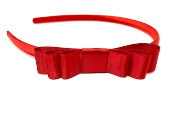 Red Bow Headband Triple Bow Girls Hair Accessory