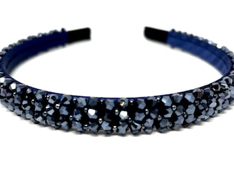 Ladies Navy Beaded Headband