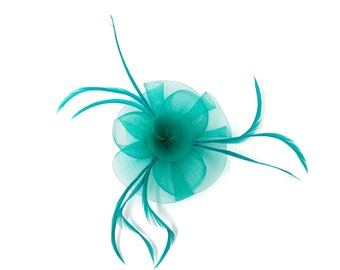 Green Feather Fascinator Hair Clip or Hairband Hair Accessory