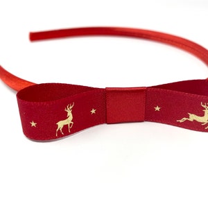Red & Gold Reindeer Headband Hairband Alice Band Christmas Hair Accessory