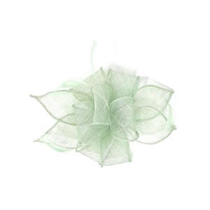 Bibis plumes vert sauge pour femme - Bandeau de mariage et de course - Accessoire pour cheveux lavallière de jour pour femme - Chapeau à clip ou serre-tête