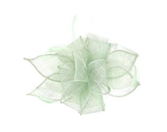 Sage Green Feather Fascinator for Women – Wedding & Races Headpiece – Ladies Day Ascot Hair Accessory – Clip or Headband Occasion Hat