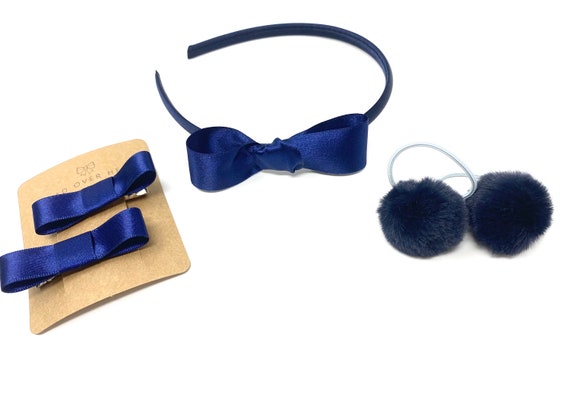 6 Stück Marineblaue Haarschleifen Für Mädchen – Mit Bommeln, Für Schule & Alltag, 5,5 X 6,5 Cm