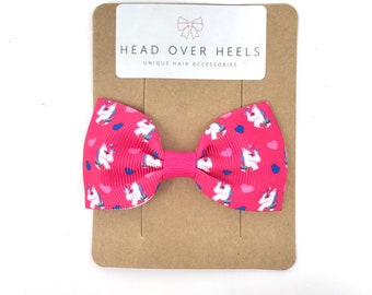 Pink Unicorn Hair Clip with Pink Unicorn Bow