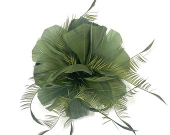 Olive green  Feather Fascinator Hair Clip OR fashion pin brooch Olive Green Feather Fascinator Hair Clip OR Brooch Pin. - Etsy main image 2