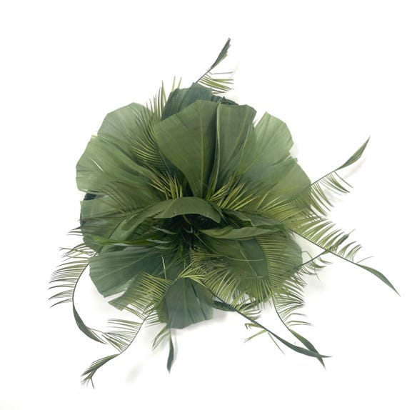 Khaki Green Feather Fascinator Hair Clip - Etsy display picture 3