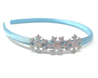 Light Blue Glitter Snowflake Sparkle Elsa Inspired Headband Hair Accessory