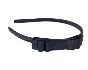 Black Triple Side Bow Hairband Headband Alice Band