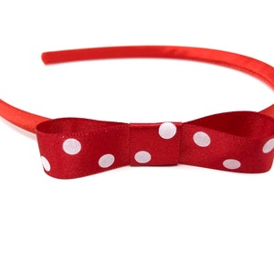Red Polka Dot Bow Headband Satin Bow Hairband