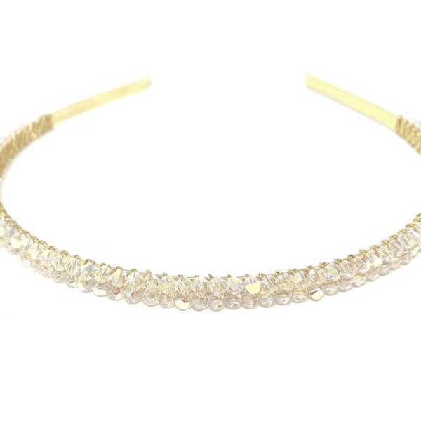 Swarovski Crystal Bridal Headband Gold Plated Hairband