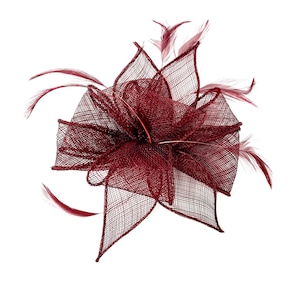 Burgundy Feather Fascinator Hair Clip