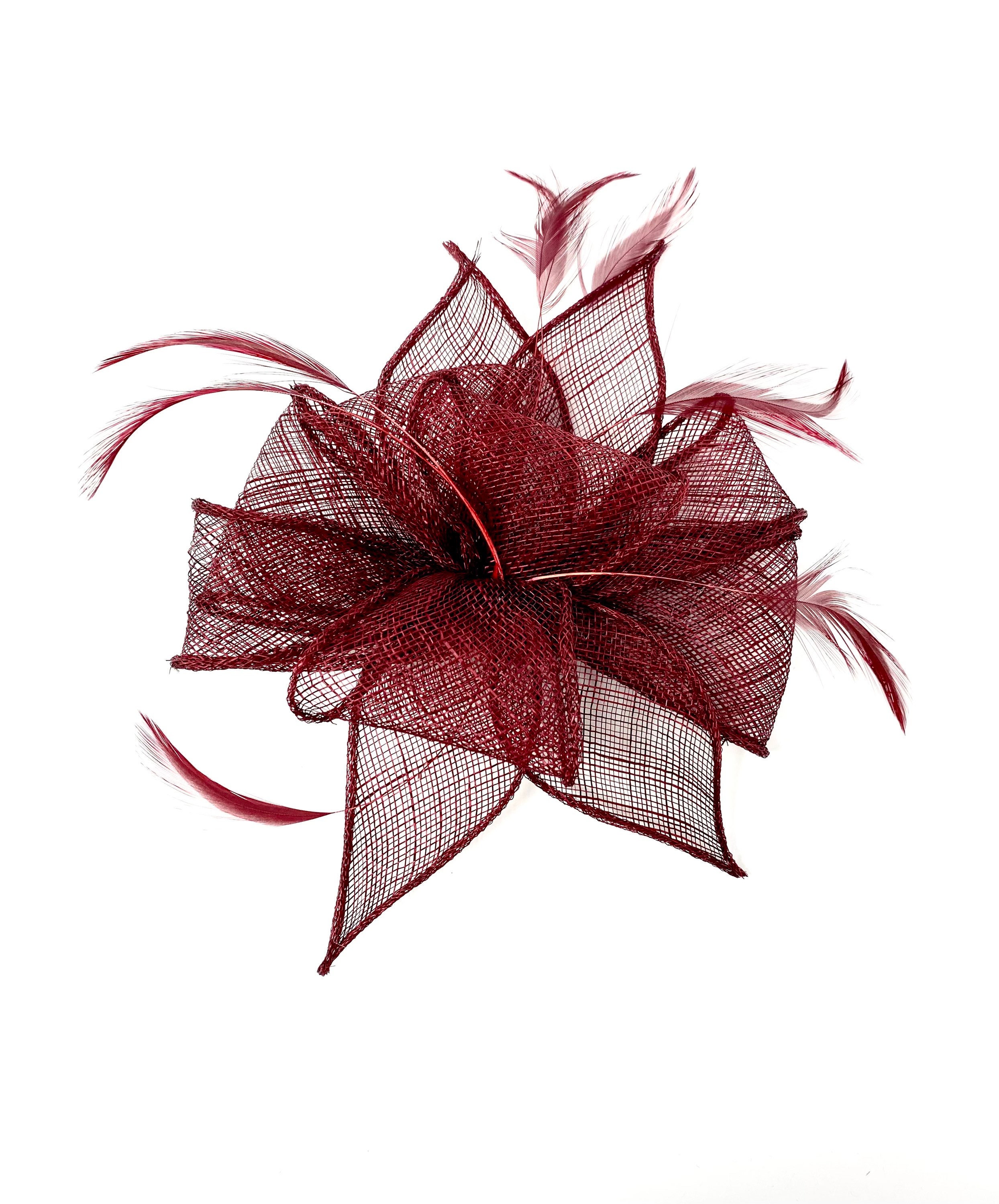 Burgundy Feather Fascinator Hair Clip - Etsy display picture 2