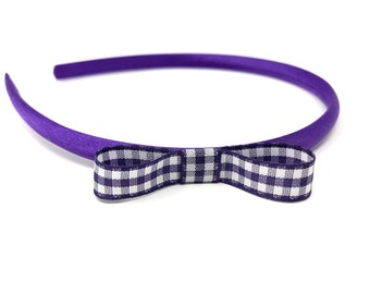 Purple Gingham Bow Hairband