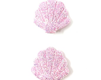 Pink Sparkly Shell Mermaid Hair Clips Hair Accessory (set of 2)