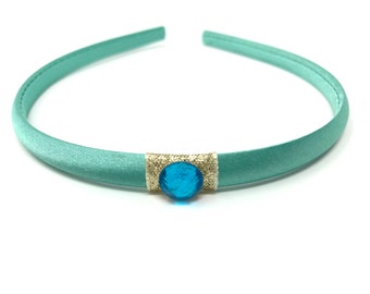 Princess Jasmine Style Headband Turquoise Satin Hairband World Book Day Costume