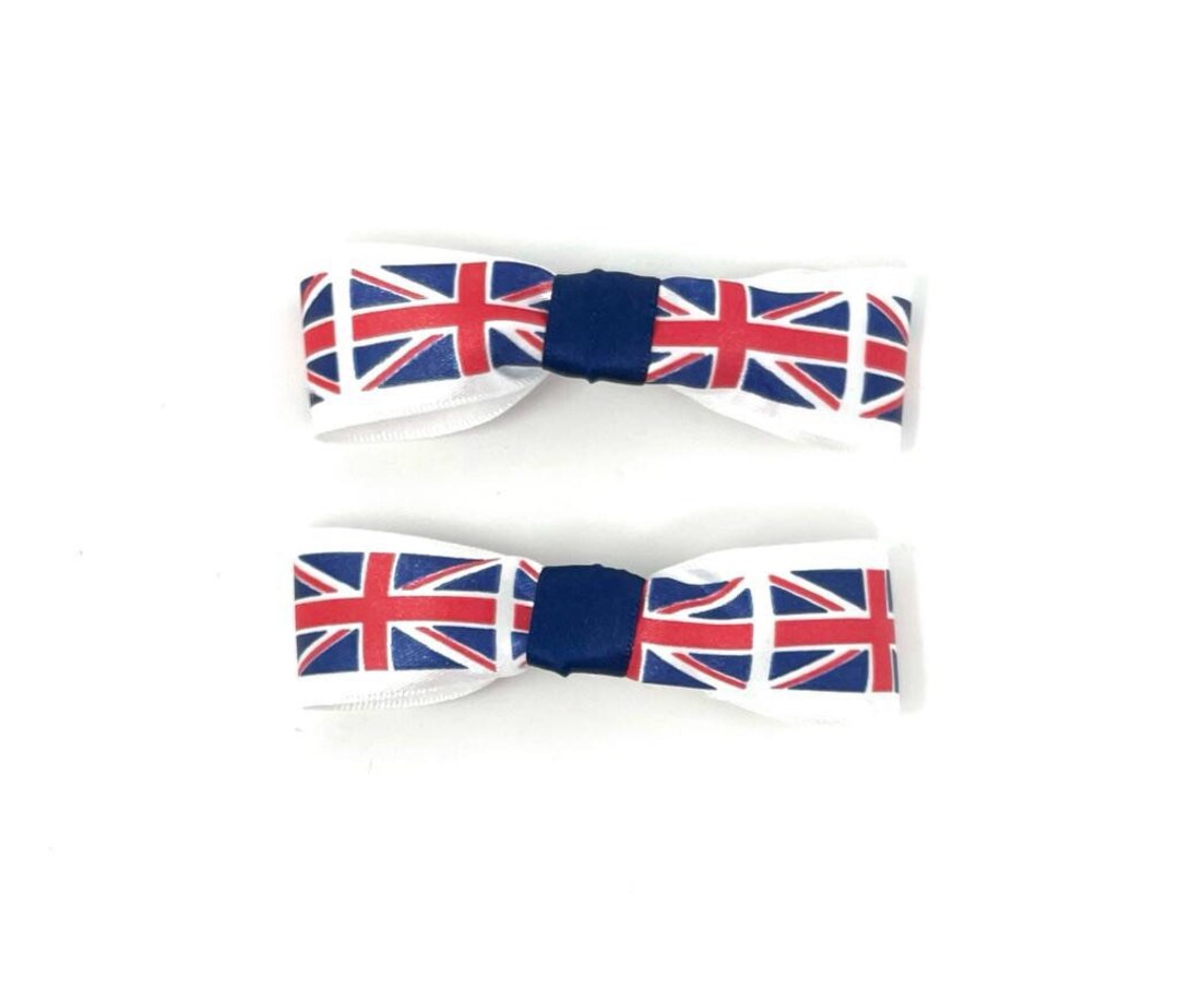 Union Jack Hair Clips Union Jack Bow Kings Coronation Party Etsy