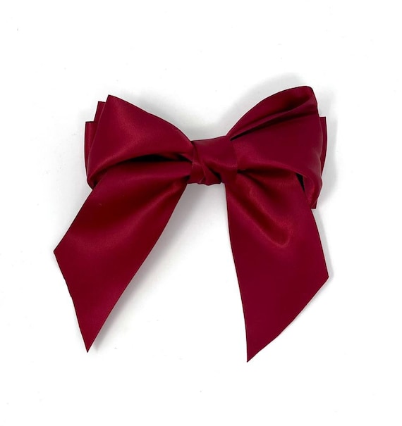 SATIN BOW HAIR CLIP MAROON SATIN BOW HAIR CLIP MAROON