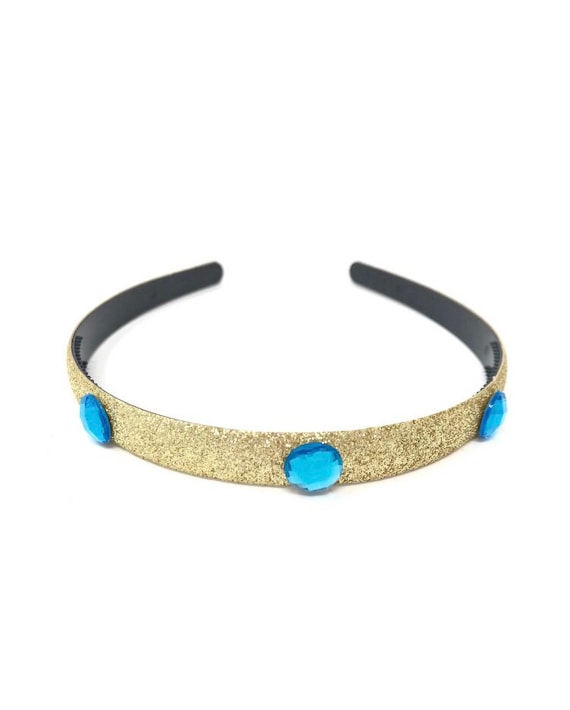 Glitter Turquoise and Gold Princess Headband With Jewel  display picture 1