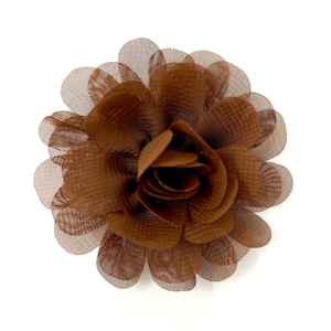 Brown Chiffon Flower Hair Clip