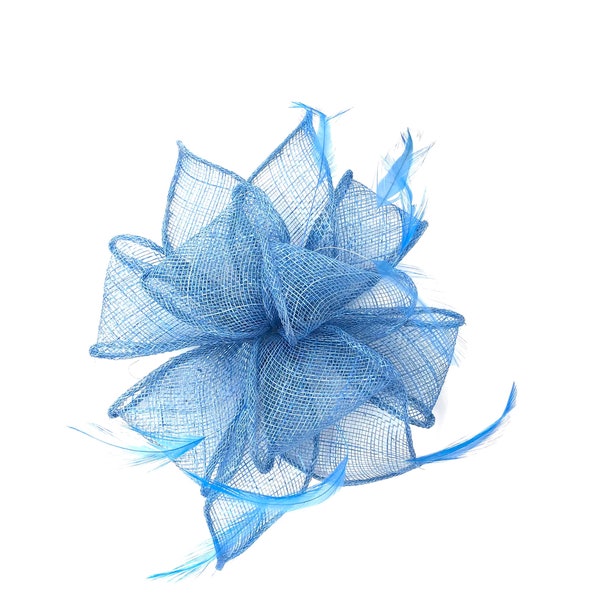Cornflower Blue Feather Fascinator Hair Clip Ladies Day Races Party Wedding
